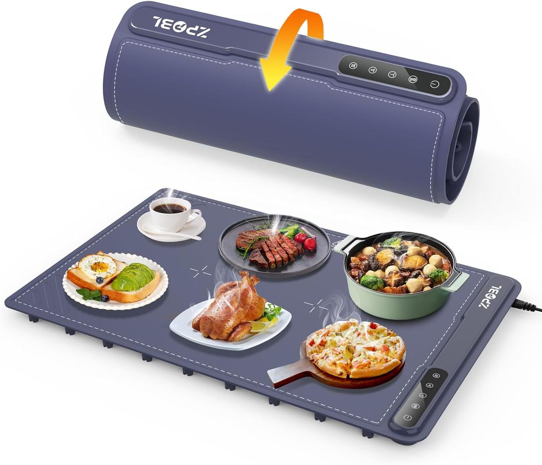 Warming Mat for Food -Electric Food Warming Tray Large (24"x16"), Rapid Full-Surface Heating, Portable & Rollable Versatile Food Warmer for Countertop, Perfect for Gatherings, Parties &Everyday Use