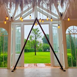 THORISE 7.87FT Wooden Wedding Arch, Wood Arch for Wedding Ceremony Gorgeous Arbor Backdrop Stand for Garden Parties (triangular 8.9ft)