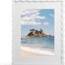 11x14 Picture Frame with Mat for 8x10, Wavy Edge Wooden Real Glass Photo Frame for Wall Hanging, White, 1 Pack
