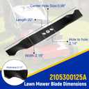(3 Pack) 355-101 20" Lawn Mower Blades, Replace for 2105300125A Lawn Mower Blades 20" Length, 0.125" Thickness, 2 1/4" Width, 1" x 3/4" Center Hole, Compatible with Hyper Tough Deck Lawn Mower