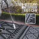 OLANLY Outdoor Rug Waterproof 8x10 ft, Reversible Outdoor Plastic Straw Rug, Boho Patio Rug, Indoor Outdoor Carpet, RV Mat Outside for Patio, Camp, Picnic, Balcony, Deck, Backyard, Black & Grey