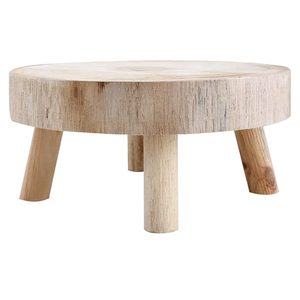 UNIE Mini Wooden Stool Round Garden Flower Display Stand Decorative Short Stool for Indoor Outdoor Office Dining Room