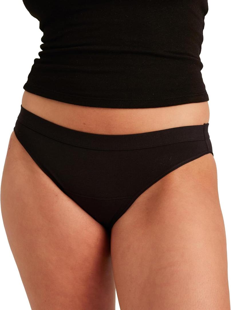 saalt Reusable Period Underwear - Comfortable, Thin, and Keeps You Dry from All Leaks (Cotton, Bikini) (X-Large, Volcanic Black)