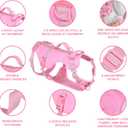 Escape Proof Dog Harness,Lightweight Full Body Harness for Walking Running Traning Hiking, Adjustable No Pull Pink Dog Harness with Lift Handle and 3 Leash Clip for Medium Large Dogs,Pink