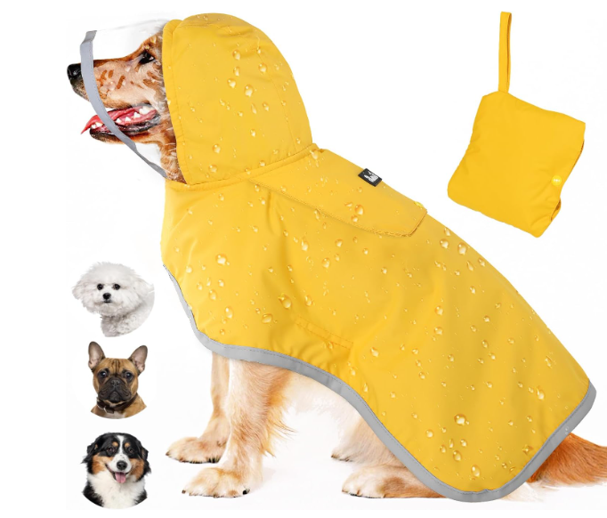 Abbylike Adjustable Waterproof Dog Raincoat Slicker Poncho for Dogs Puppies, with Transparent Hooded Double Layer, with Reflective Edges and Foldable Storage Bag (XL)
