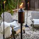 TIKI Metal Black & Orange Easy Install Outdoor Torches, 2-Pack 65-Inch Decorative TIKI Torches for Patio, Lawn, Backyard & Garden Weather-Resistant Torch Lighting with Wick & Snuffer