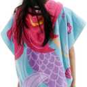 Child 100% Cotton Hooded Towel 24 x 48 inches (Mermaid) (Pink)