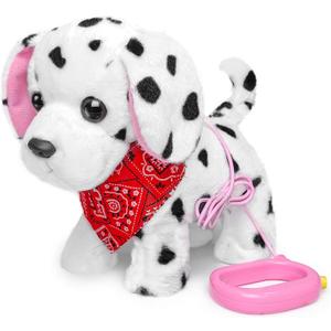 YH YUHUNG Interactive Dalmatian Walking Dog Toy with Leash Remote Dog Toy for Kids, Plush Puppy That Walks, Barks & Wags, Electrnoic Pets Soft Interactive Stuffed Animal, Battery Powered Puppy, 3+