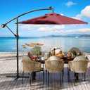 10FT Cantilever Patio Umbrella with Cross Base, Outdoor Offset Market Umbrella with Infinite Tilt and Crank Lift, Outside Umbrellas for Backyard Lawn Garden and Pool (Wine Red)