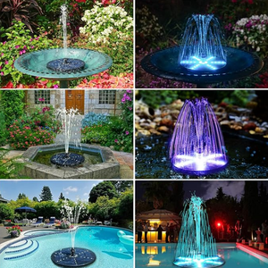 SZMP Solar Fountain Upgraded, 4W Bird Bath Fountain Pump with 7 Colors Lights, 7 Nozzle & 4 Fixer, 4000mah Battery, Solar Water Fountain for Garden, Pool, Pond (Colorful 30led Lights)