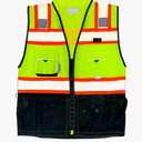 REXZUS (C Vest For Mens Black Series Safety Vest With Zipper and Utility Pockets Premium Black Series Surveyors Vest (Extra Large, Yellow/Black) XL