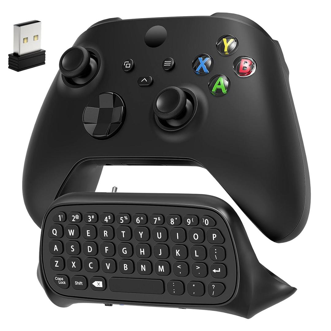 Keyboard for Xbox Series X/S, One/One X/S, Elite One/2 Controller, Wireless Gaming Chatpad Message Keypad with USB Receiver, Audio/Headset Jack Accessories for Xbox (Controller Not Included), Black
