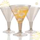 Liacere 24 Pack Gray Gold Glitter Plastic Martini Glasses - 6.25oz Disposable Cocktail Glasses - Plastic Margarita Glasses - Plastic Cocktail Glasses Perfect for Wedding&Party&Christmas&New Year
