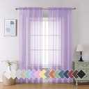 Aiyufeng Light Purple Sheer Curtain Panels Pair Sold 84 Inch Length, Light Filtering Window Curtain Drapes Treatment for Kitchen, Bedroom/Children Room, Voile Top Dual Rod Pocket, 40x84", Pack of 2