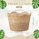 4 Pcs Large Seagrass Planter Basket with Plastic Lining Wicker Planter Basket Weaved Baskets for Plants Laundry Baskets Plant Container Straw Flower Pot for Indoor Outdoor Plants