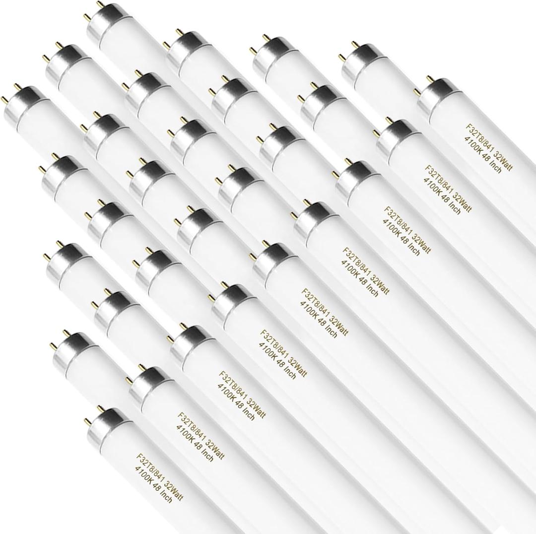 Konideke 30 Pack F32T8/841 32W 48 Inch T8 Fluorescent Light Bulbs, T8 4 Foot Fluorescent Tubes, 4100K Cool White, 2850 Lumens, G13 Medium Bi-Pin Base