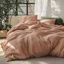 Bedsure Linen Duvet Cover King Size - Linen Cotton Blend Bedding Set, Soft & Cozy, 3 Pieces, 1 Duvet Cover 104x90 Inches and 2 Pillowcases, Camel Color Cooling Bedding, Comforter Sold Separately