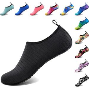 Homitem Water Shoes for Women Men Aqua Socks Swim Beach Pool River Slip-On Barefoot Quick-Dry Vacation Cruise Essentials Accessories for Yoga Kayak Sports (10-11 Women/9-10 Men, Black01)