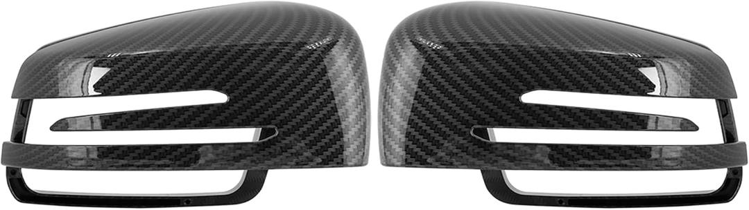 X AUTOHAUX Pair New Exterior Rear View Mirror Housing Door Wing Mirror Covering Cap Carbon Fiber Pattern for Mercedes Benz a B C E GLA Class W204 W212