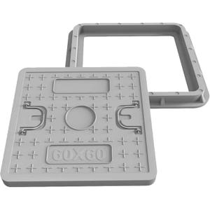 24x24 Inch Square Manhole Cover and Frame, Solid Septic Tank Cover, Recessed Non-Slip Design with Handle, Suitable for Sewer, Septic Tank and Yard (Gray)