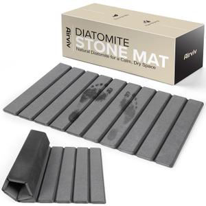 Foldable Stone Bath Mat | 23.6" x 15.4" Diatomaceous Earth Bath Mat with Anti-Slip Rubber Backing | Absorbent Bathroom Mat | Non Slip & Fast Drying Diatomite Stone Mat for Bathroom | Dark Grey