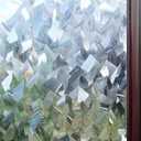 rabbitgoo Window Privacy Film, 3D Decorative Stained Glass Static Cling Door Covering Sun Blocking Removable Vinyl Sticker, Crystal Icicles 35.4 in X 6.5 Feet