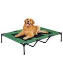 PRAISUN XL Outdoor Dog Bed, Elevated Dog Bed with Durable Oxford Fabric, Textilene Mesh, Metal Frame for Indoors, Outdoors, Lawn, Green