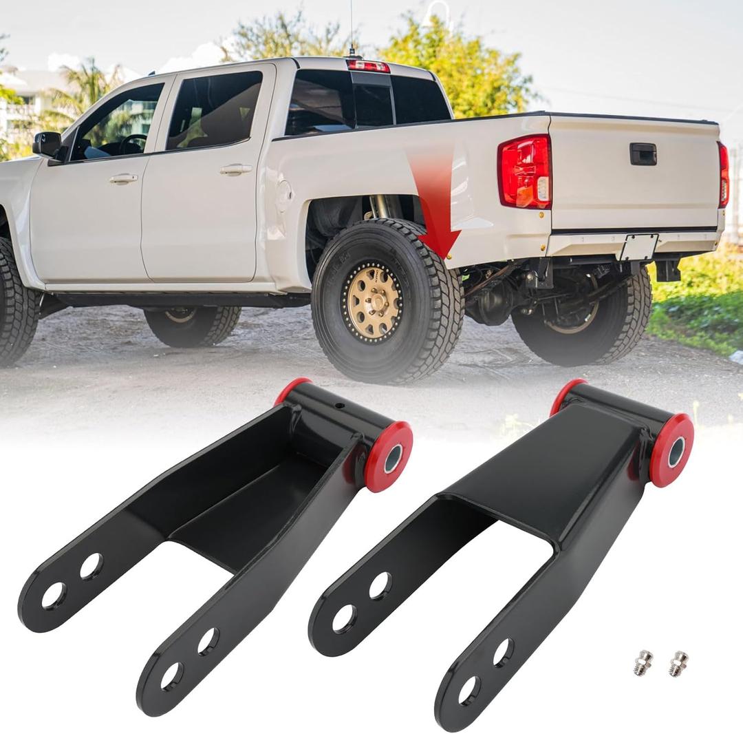 Lowering Shackle Kit, 2" Rear Drop, Fits Silverado 1500 1999-2019, For Chevy & GMC Silverado Sierra 1500, 1988-1998 C1500/C2500 & More, Suspension Leaf Spring Kits, Replace# 410520