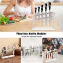 HarJue Magnetic Knife Block with Marble Base, Stainless Steel Magnetic Knife Holder Stand without Knives Powerful Magnetic knife Strip for kitchen Countertop Knife Storage (Brushed Nickel)