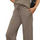 SAMPEEL Two Piece Sets for Women Summer Outfits Travel Airport Outfits Trending Soft Lounge Sets for Women Going Out Top Sweatsuits Coffee M