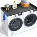 VEVOR Washer Dryer Countertop with 3 Splicing Panels, 54" x 27" Wooden Washer and Dryer Countertop with Non-Slip Pads, Water-Resistant Laundry Topper for Laundry Room Organization and Storage, Black