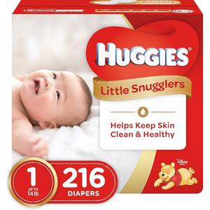 HUGGIES Little Snugglers Baby Diapers, Size 1, 99 Count, Unscented, Hypoallergenic, Gentle Absorb Liner, Pocketed-Back Waistband, Wetness Indicator, Premium Softness