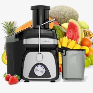 AZEUS Juicer - Centrifugal Juicer Machine, 400W Juice Extractor with Dual-Speed, German-Engineered Blades, Easy Clean, Anti-Drip Design, 2-Layer Centrifugal Bowl, 100% BPA-Free
