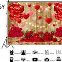 YYNXSY Rustic Wood Valentine's Day Backdrop Brown Wood Light Bulbs Red Love Hearts Galentine's Day Photography Background Wedding Decorations Happy Valentine's Day Photobooth 8X6FT YY-5015