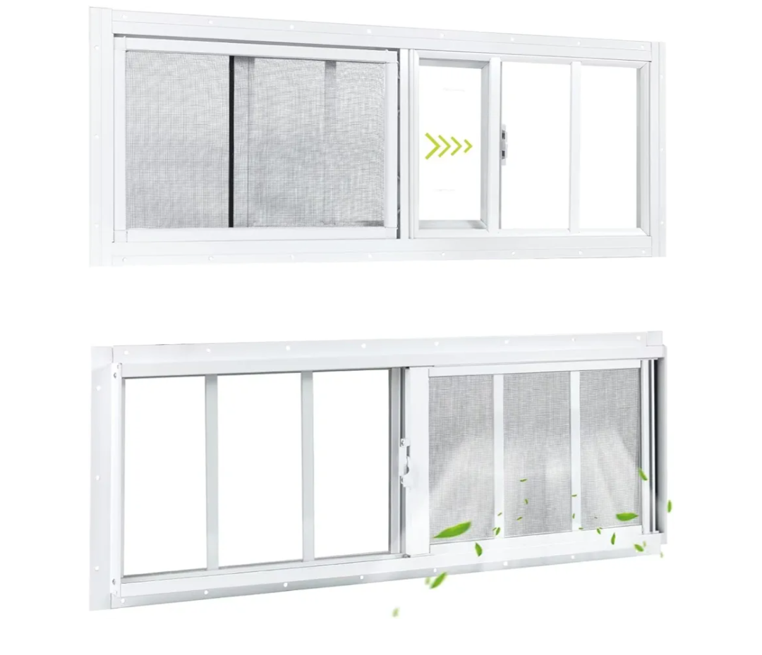COLORPAPA 2 Pack Shed Windows, 10"x29" Sliding Windows, Transom Window with Tempered Glass for Shed, Chicken Coop, Playhouse, Household, Garage, Barns (White)