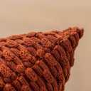 Kevin Textile Fall 12x24 Inch Pillow Cover 1 Pack Boho Decorative Soft Striped Corduroy Lumbar Farmhouse Solid Color Accent Rectangle Cushion Case for Living Room Couch Sofa Bed, Burnt Brick