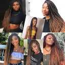 6 Packs Box Braids Crochet Hair Crochet Box Braids Pre-looped Synthetic Hair Crotchet Box Braids Hair 22 Inch (1B/30, 22inch)