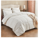 Climaloft Hybrid Wool Comforter King Size with 100% Organic Cotton, Hypoallergenic Down Alternative Luxury Duvet Insert with Tabs, Temperature Regulating All-Season Bedding, White