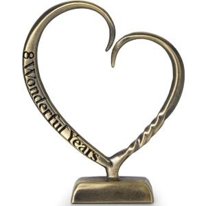 BESZONE 8 Year Anniversary Bronze Gifts for Her Him Gift 7th Wedding Anniversary for Couples Wife Husband Men, Hand Forged Bronze Heart Art Keepsake Home Decor Artwork