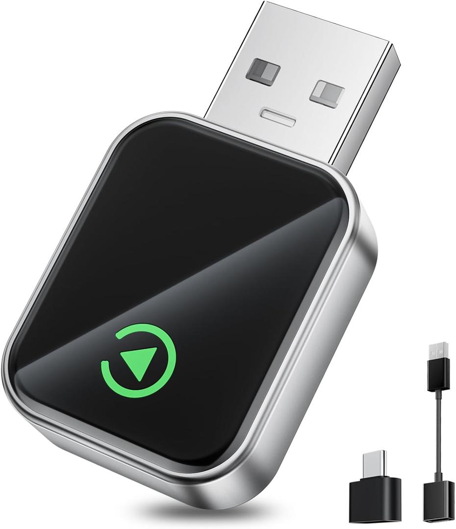 Wireless CarPlay Adapter for iPhone (2025 Upgrade) Converts Wired to Wireless Car Play Adapter, Mini Size Plug and Play, Compatible with iOS 10+ & OTA Updates - Black