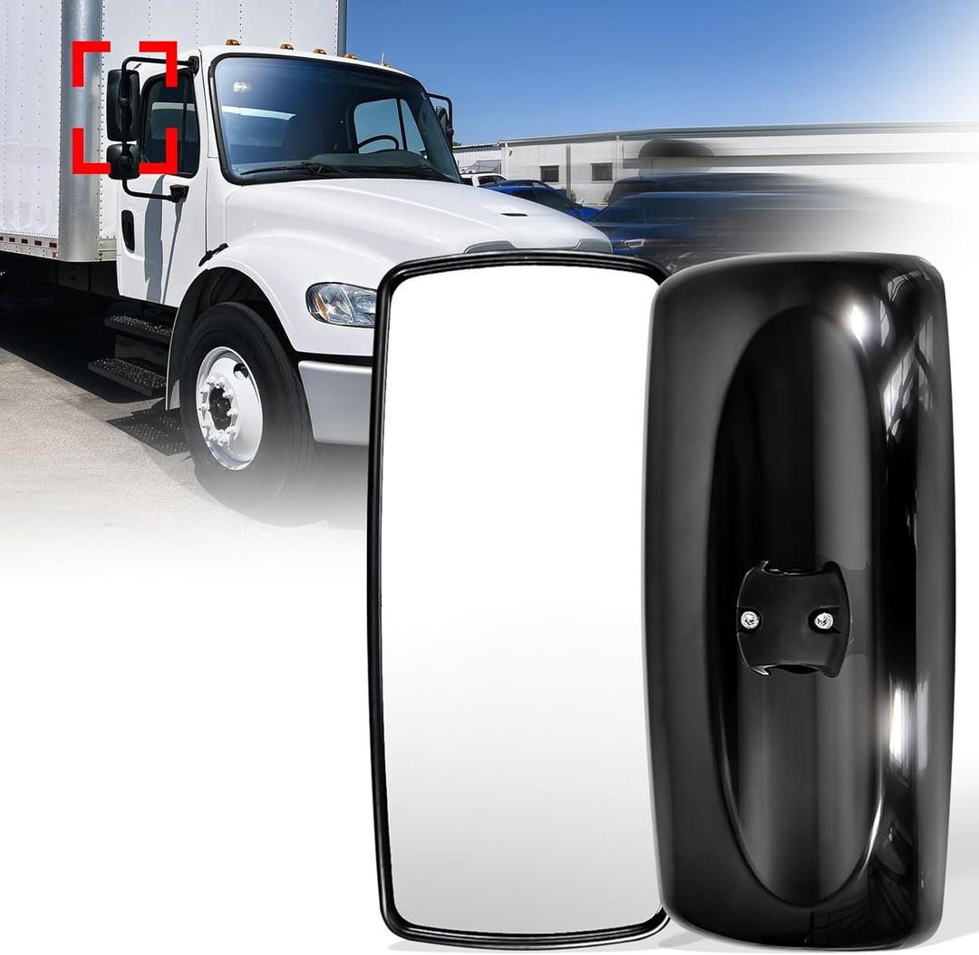 Black Door Main Mirror Replacement for Freightliner M2 2004-2016, Side View Rear View Mirror for Freightliner Columbia 100 106 112 114 Semi Truck Accessories Driver&Passenger Side