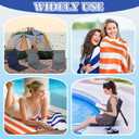 Yalikop 4 Pcs Foldable Poolside Chair Set with Towels, Portable Beach Floor Seats with Back Support and Carry Bag, Lightweight Outdoor Chairs for Pool Beach Camping Lawn(Dark Blue and Gray)