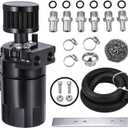 EVIL ENERGY Oil Catch Can, Universal Baffled Catch Can Kit with Breather Filter, 300ml Aluminum Air Oil Separator Tank NBR Fuel Hose Kits for PCV System (2.6 FT, Black)