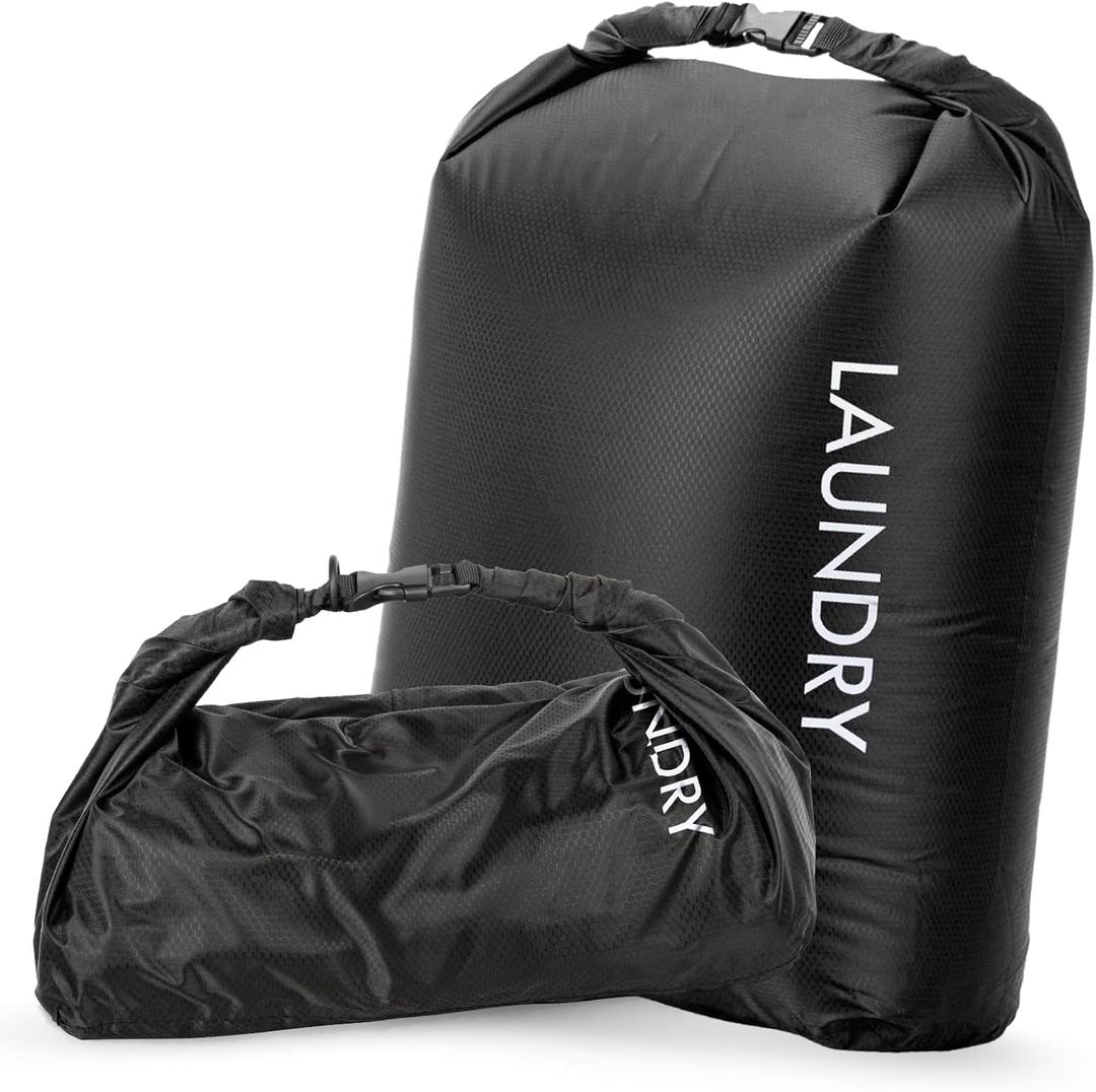 Travel Laundry Bag, Vacuum Compression Dirty Clothes Travel Bag Waterproof Wet Dry Bags Large Capacity Space Saver Bags Reusable Camp Clothes Organizer for Sports College Dorm Laundromat (1 Pcs )Black