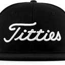 Titties 3D Golf Hat Snapback Cap PGA Flat Bill Brim (Large, Black)