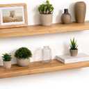 Floating Shelves 30" W x 8" D, Solid Elm Wood Shelves for Wall, 8 Inch Deep Floating Shelves for Home Storage & Display, Rustic Wooden Bathroom Shelves 30 Inch Long, Set of 2, Heavy-Duty Bookshelf