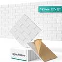 Soundsbay Acoustic Panels Self Adhesive, 12 Pack High Density Sound Proof Foam Panels for Walls, 12" X 12" X 0.4" Soundproof Wall Panels, Brick Acoustic Wall Panels for Home, Ceiling White