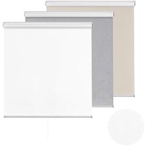 ChrisDowa Cordless 100% Blackout Roller Shade, with Striped Jacquard, Thermal Insulated, UV Protection Fabric, Total Blackout Blinds for Window, French Doors, Home and Office. White, 38" W x 72" H