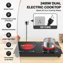 VBGK 2 Burner Electric Cooktop,110V 2400W Electric Stove Top with Touch Control,9 Heating Level,Timer & Kid Safety 2 burner cooktop.