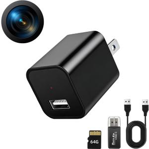 USB Charger Hidden Camera, 1080P Motion Detection Indoor Security Camera with SD Card Included, No WiFi/Monthly Fee, 106 Wide Angle, Local Storage Home Monitoring Device (2026 Upgraded)